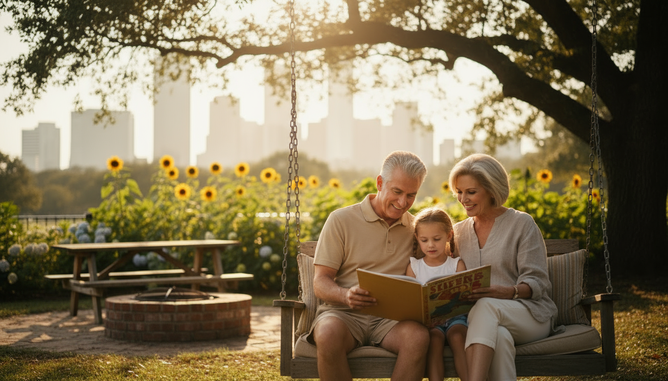 Grandparents reading with grandchild